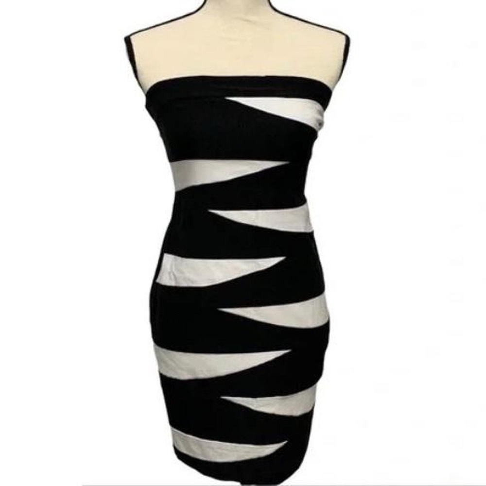 Black & White Halter Party Dress
